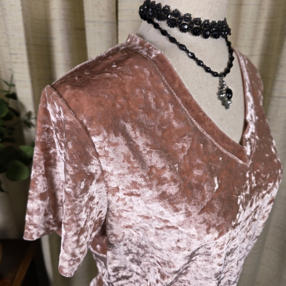 Pol Crushed Velvet V Neck Top Size L Pink Boho Whimsigoth Fairy Barbiecore Basic - Picture 5 of 11